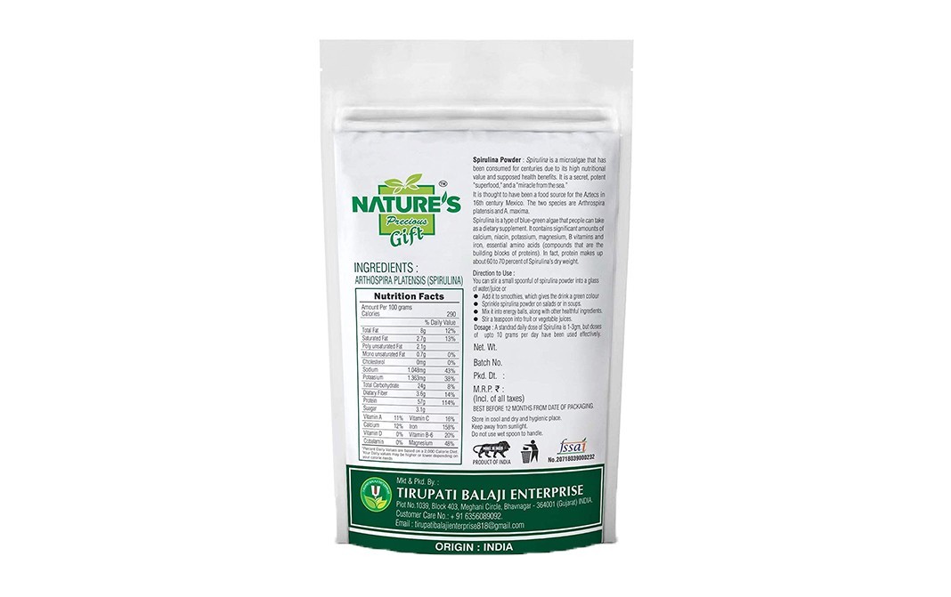 Nature's Gift Spirulina Powder    Pack  500 grams